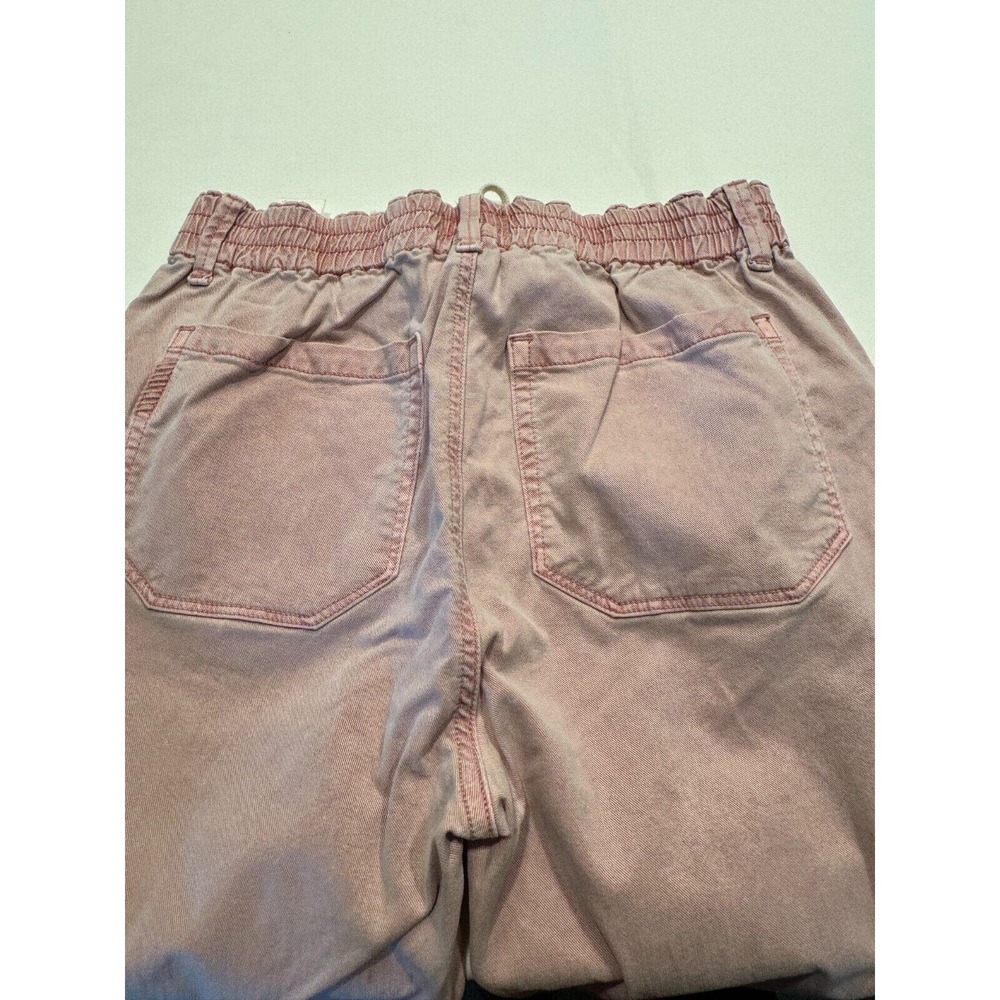 PAIGE Women's Christy High Rise Pants 29 Pink Drawstring Tapered Cropped Stretch - Picture 14 of 14